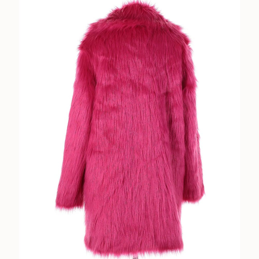 💋GORGEOUS💋 Faux Fox Fur Coat in Magenta Pink - Picture 9 of 16